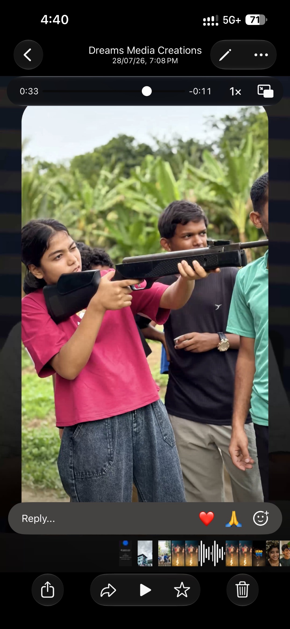 A participant practising with an air rifle at camp.